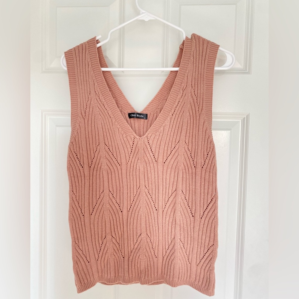Coral Knitted Sweater Vest Top